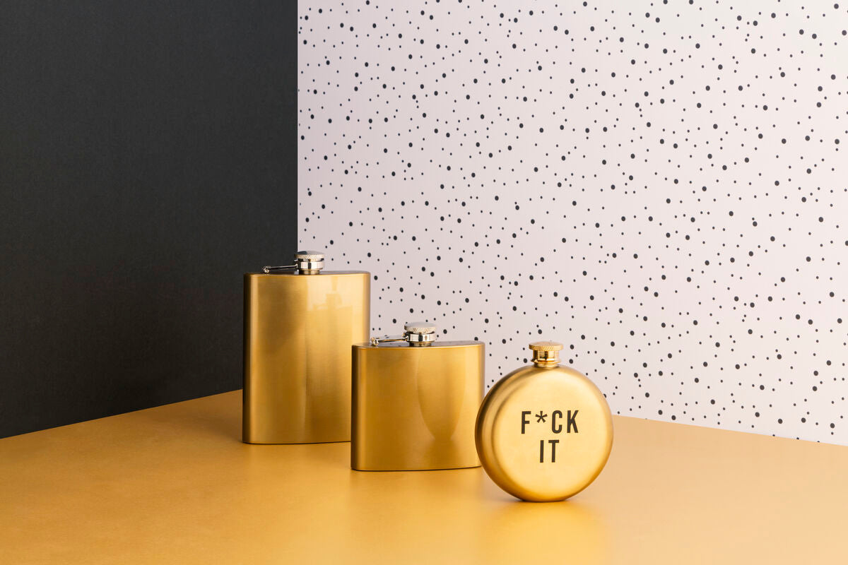 Orsina Mimo F*Ck It Hip Flask – Gold Finish Novelty Barware Gift