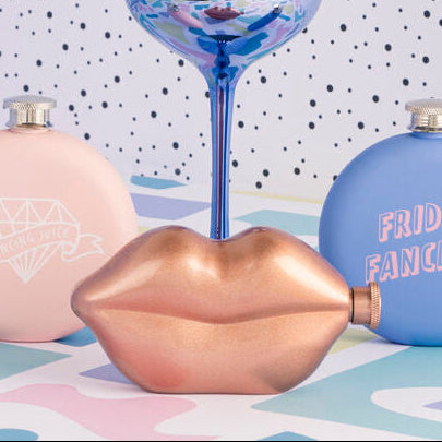 Orsina Mimo Pout Hip Flask – Brushed Pink Satin Finish Barware