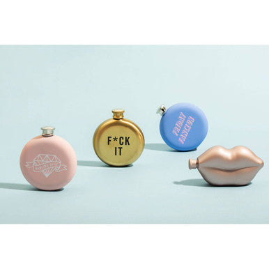 Orsina Mimo Pout Hip Flask – Brushed Pink Satin Finish Barware