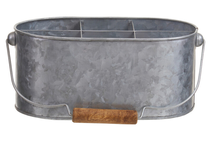 Orsina Drummond 6 Compartment Oval Galvanised Steel Storage Caddy