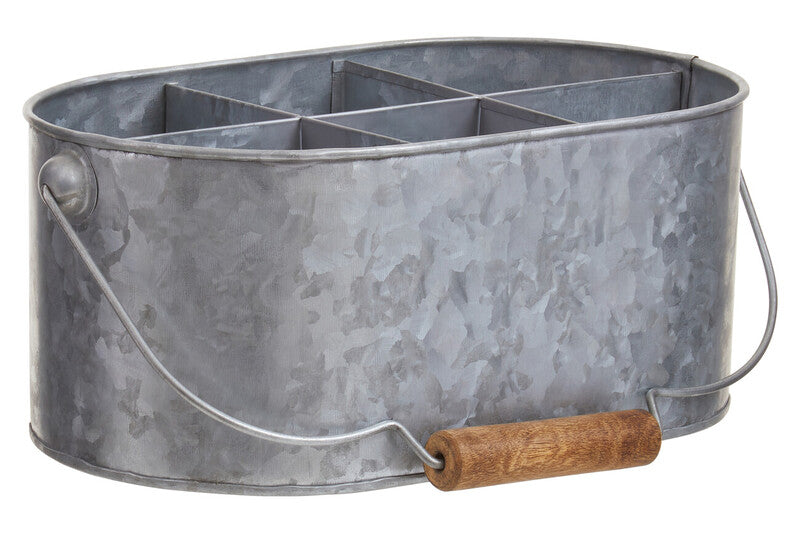 Orsina Drummond 6 Compartment Oval Galvanised Steel Storage Caddy