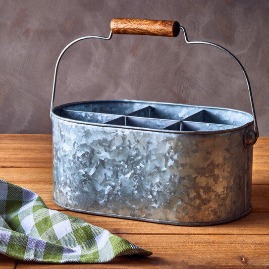 Orsina Drummond 6 Compartment Oval Galvanised Steel Storage Caddy