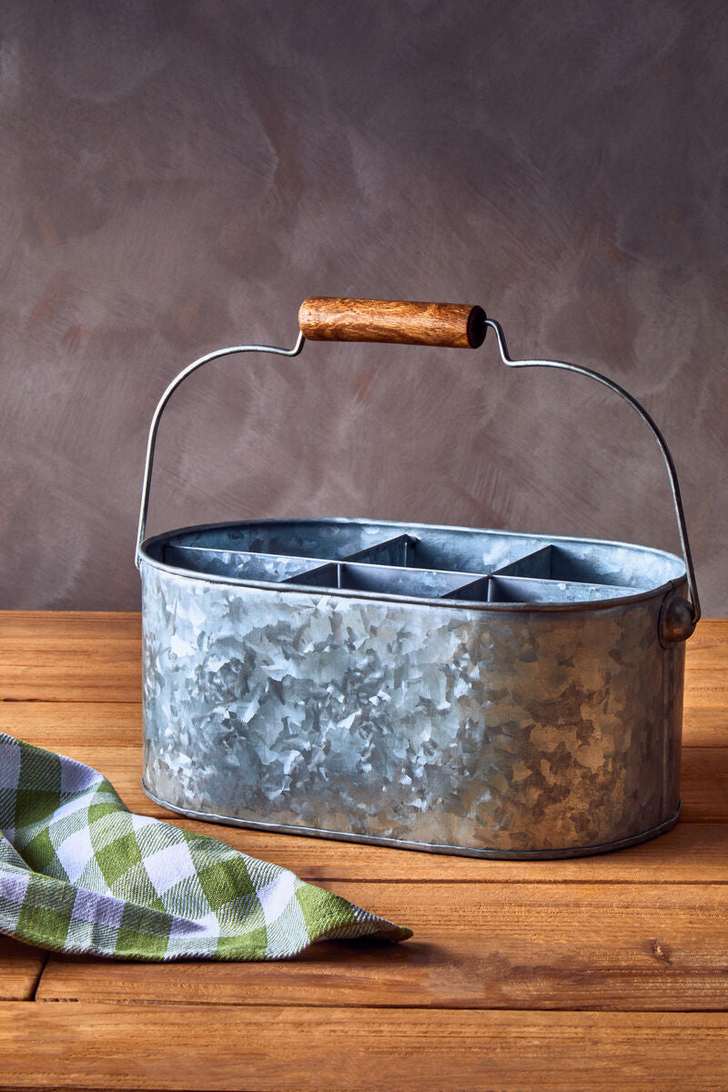 Orsina Drummond 6 Compartment Oval Galvanised Steel Storage Caddy