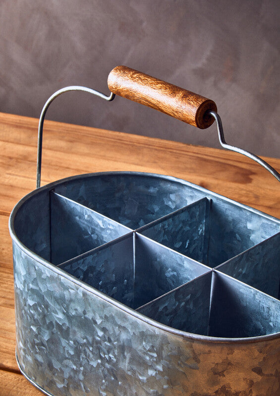 Orsina Drummond 6 Compartment Oval Galvanised Steel Storage Caddy