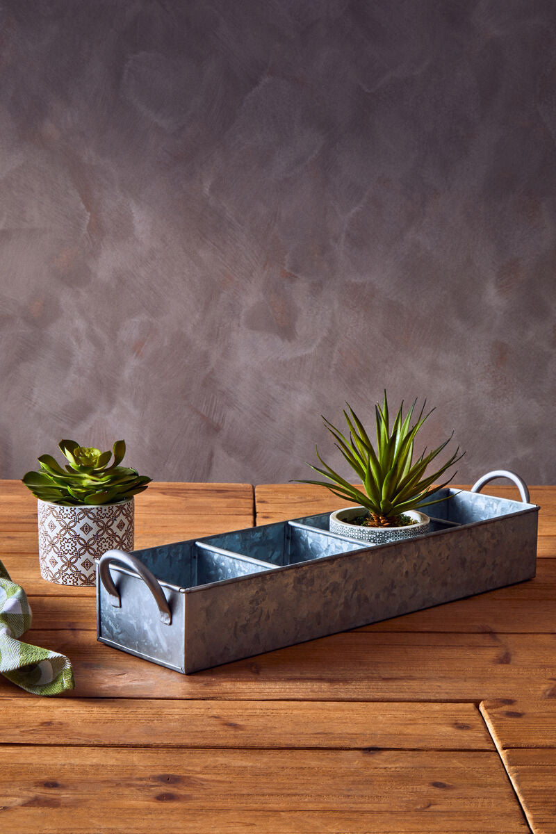 Orsina Galvanised Steel 4 Compartment Rectangular Serving Tray