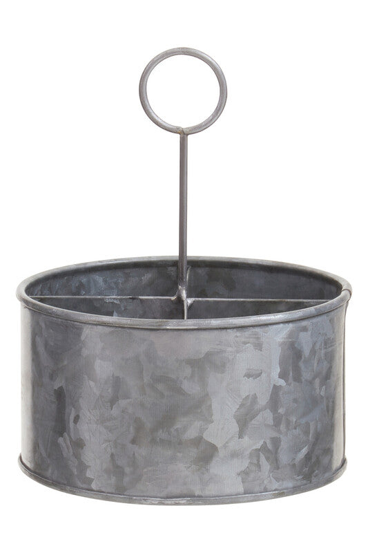 Orsina Drummond Galvanised Steel 4 Compartment Round Cutlery Caddy