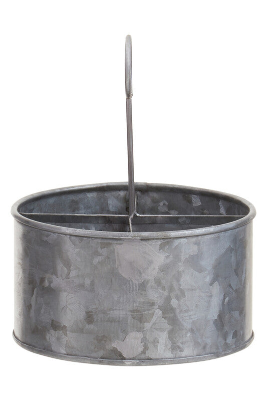 Orsina Drummond Galvanised Steel 4 Compartment Round Cutlery Caddy