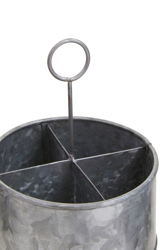 Orsina Drummond Galvanised Steel 4 Compartment Round Cutlery Caddy