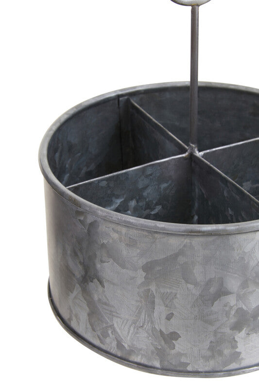 Orsina Drummond Galvanised Steel 4 Compartment Round Cutlery Caddy