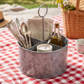 Orsina Drummond Galvanised Steel 4 Compartment Round Cutlery Caddy