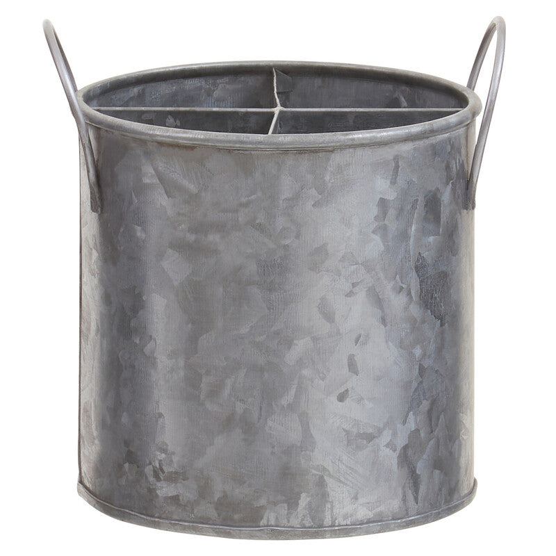 Orsina Drummond Galvanised Steel Cutlery Holder – 4 Section Organizer