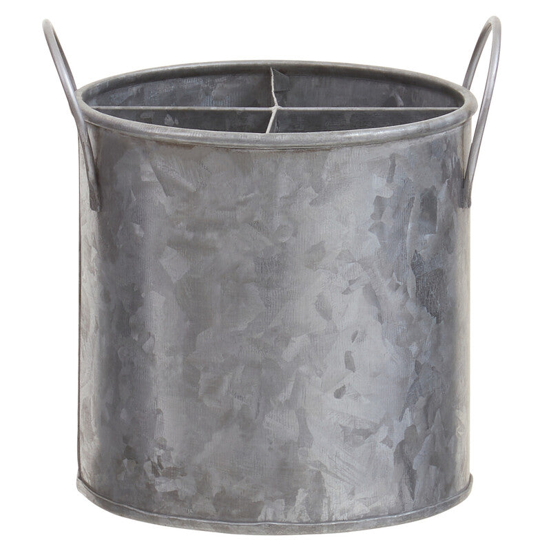 Orsina Drummond Galvanised Steel Cutlery Holder – 4 Section Organizer