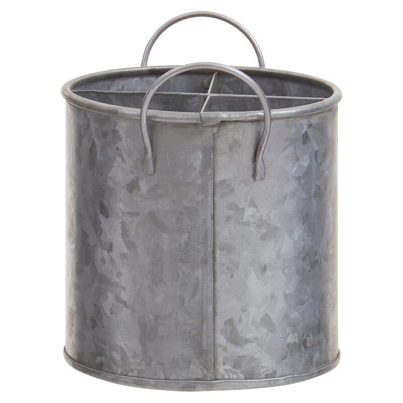 Orsina Drummond Galvanised Steel Cutlery Holder – 4 Section Organizer