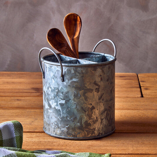 Orsina Drummond Galvanised Steel Cutlery Holder – 4 Section Organizer