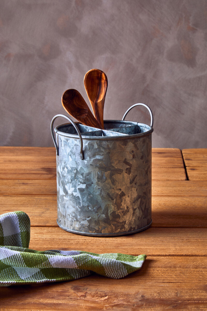 Orsina Drummond Galvanised Steel Cutlery Holder – 4 Section Organizer