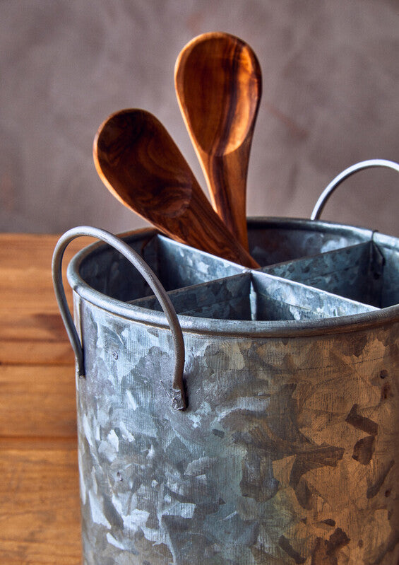 Orsina Drummond Galvanised Steel Cutlery Holder – 4 Section Organizer
