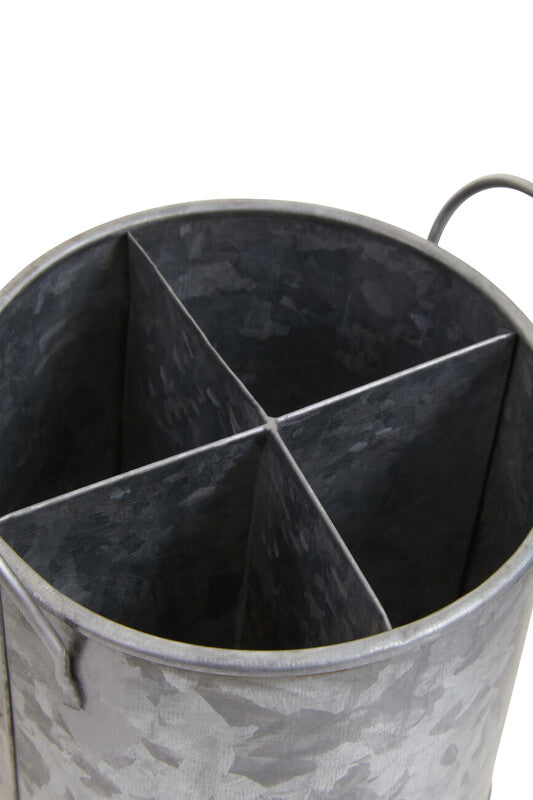 Orsina Drummond Galvanised Steel Cutlery Holder – 4 Section Organizer