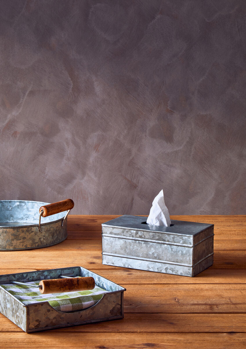 Orsina Drummond Galvanised Steel Rectangular Tissue Box Cover