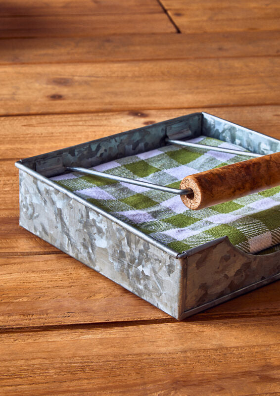 Orsina Drummond Galvanised Steel Napkin Holder with Wood Grips