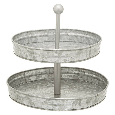 Orsina Drummond Two-Tier Galvanised Steel Cake Stand – Silver