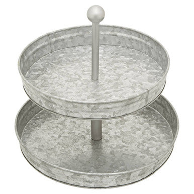 Orsina Drummond Two-Tier Galvanised Steel Cake Stand – Silver