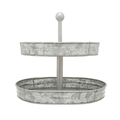 Orsina Drummond Two-Tier Galvanised Steel Cake Stand – Silver