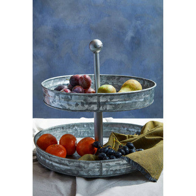 Orsina Drummond Two-Tier Galvanised Steel Cake Stand – Silver