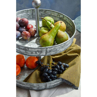 Orsina Drummond Two-Tier Galvanised Steel Cake Stand – Silver