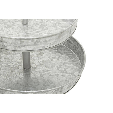 Orsina Drummond Two-Tier Galvanised Steel Cake Stand – Silver