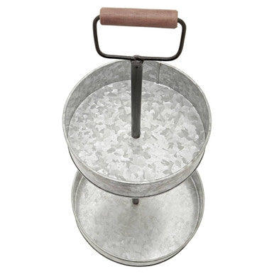 Orsina Drummond 2-Tier Galvanised Steel Cake Stand with Handle