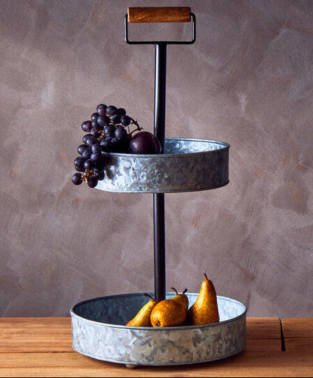Orsina Drummond 2-Tier Galvanised Steel Cake Stand with Handle