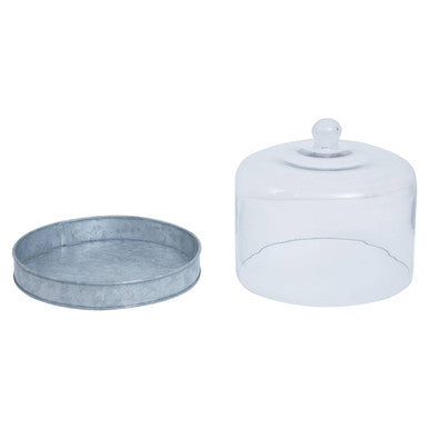 Orsina Drummond Galvanised Steel Cake Plate with Glass Dome Stand
