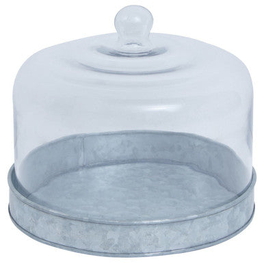 Orsina Drummond Galvanised Steel Cake Plate with Glass Dome Stand