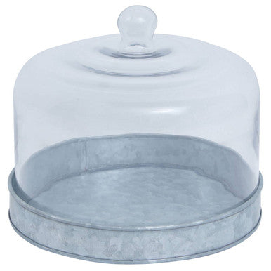 Orsina Drummond Galvanised Steel Cake Plate with Glass Dome Stand