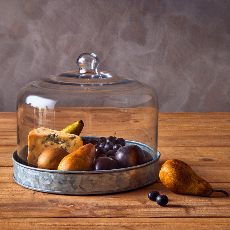 Orsina Drummond Galvanised Steel Cake Plate with Glass Dome Stand