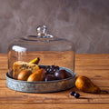 Orsina Drummond Galvanised Steel Cake Plate with Glass Dome Stand