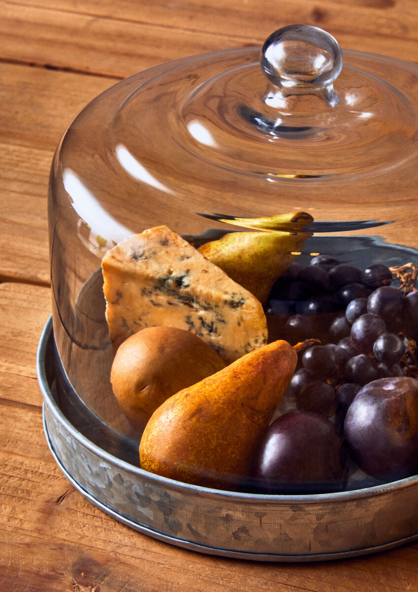 Orsina Drummond Galvanised Steel Cake Plate with Glass Dome Stand