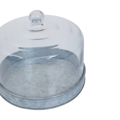 Orsina Drummond Galvanised Steel Cake Plate with Glass Dome Stand