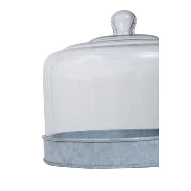 Orsina Drummond Galvanised Steel Cake Plate with Glass Dome Stand