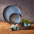 Orsina Drummond Round Galvanised Steel Serving Trays with Handles