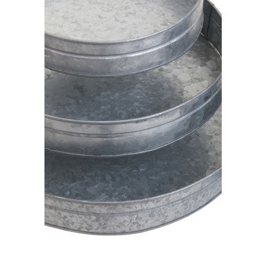 Orsina Drummond Round Galvanised Steel Serving Trays with Handles