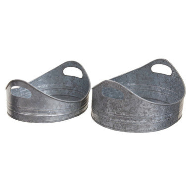 Orsina Galvanised Steel Oval Serving Trays – Set of 2 Nesting Trays