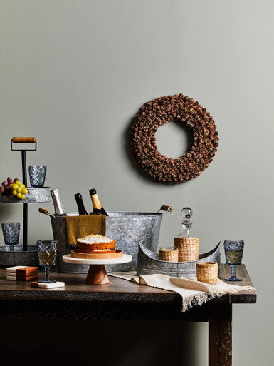 Orsina Galvanised Steel Oval Serving Trays – Set of 2 Nesting Trays