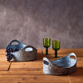 Orsina Galvanised Steel Oval Serving Trays – Set of 2 Nesting Trays