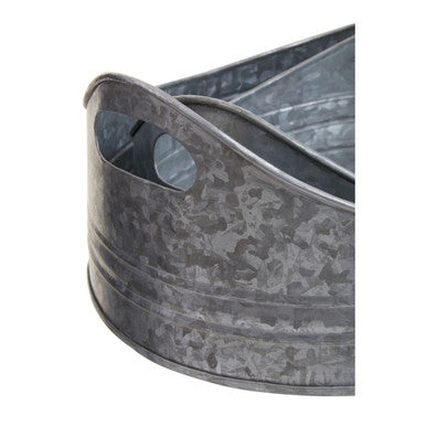 Orsina Galvanised Steel Oval Serving Trays – Set of 2 Nesting Trays