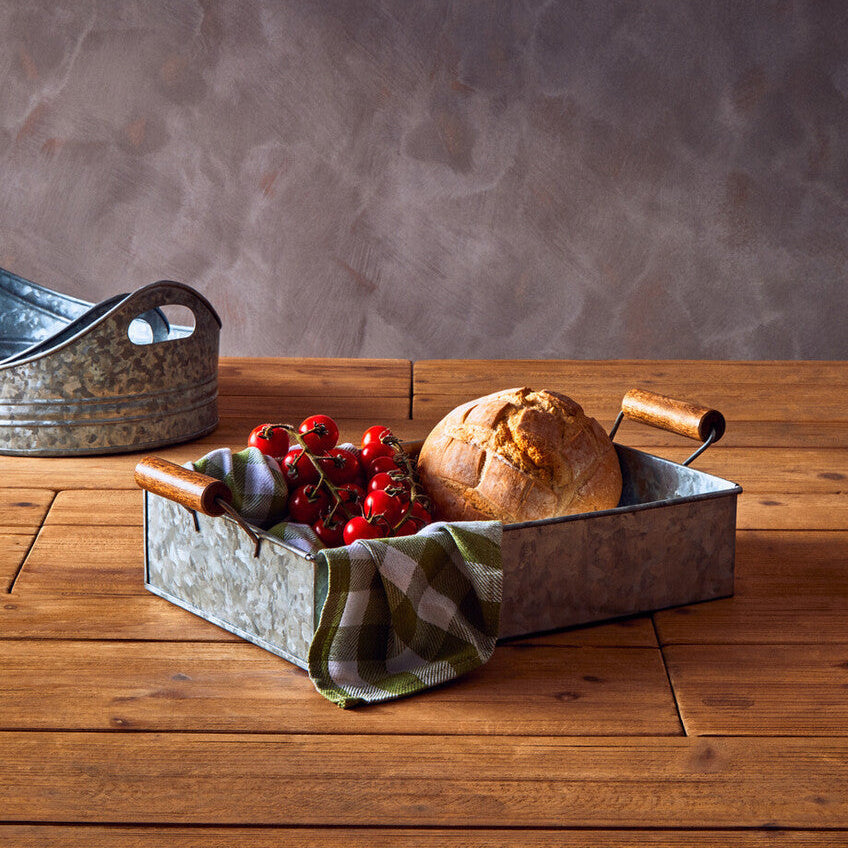 Orsina Drummond Galvanised Steel Rectangular Serving Tray with Handles
