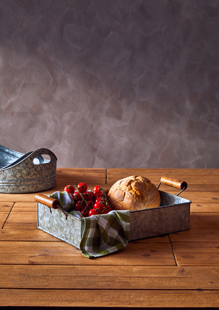 Orsina Drummond Galvanised Steel Rectangular Serving Tray with Handles
