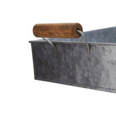 Orsina Drummond Galvanised Steel Rectangular Serving Tray with Handles
