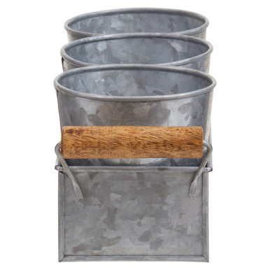 Orsina Galvanised Steel Herb Pots with Tray - Set of 3 Window Planters