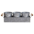 Orsina Galvanised Steel Herb Pots with Tray - Set of 3 Window Planters